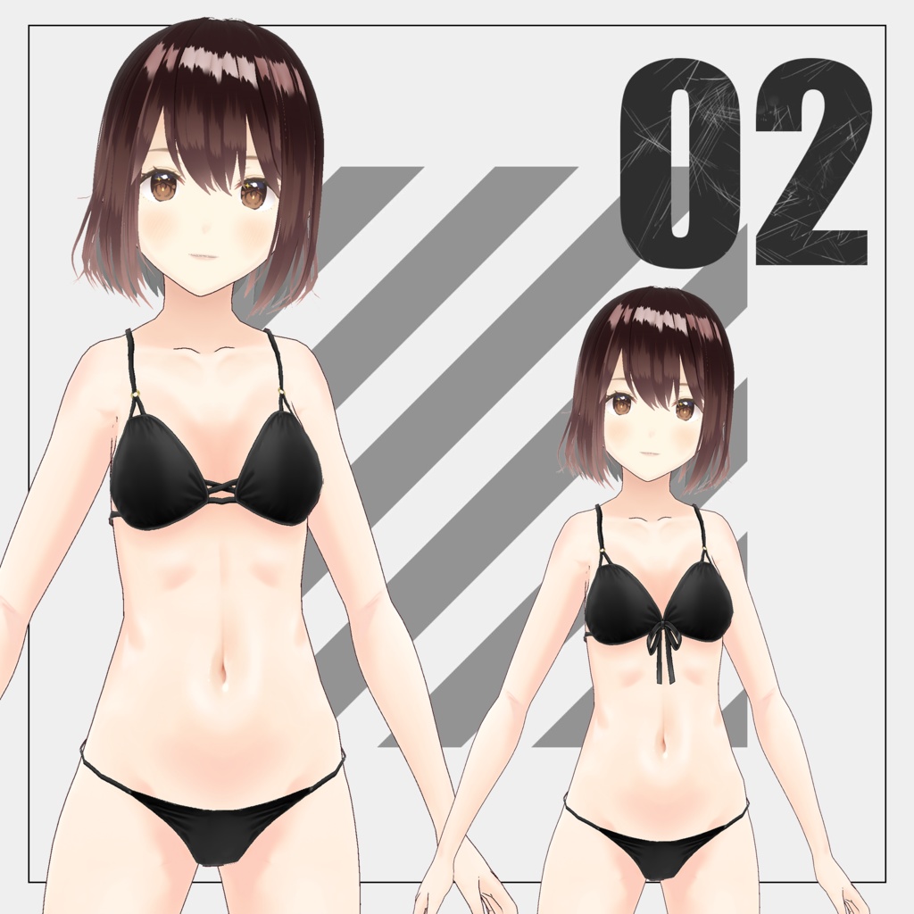 黒ビキニ+クリスマス水着