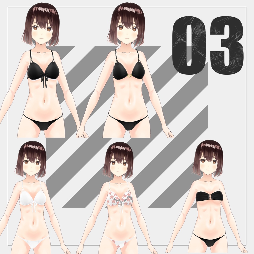 黒ビキニ+クリスマス水着