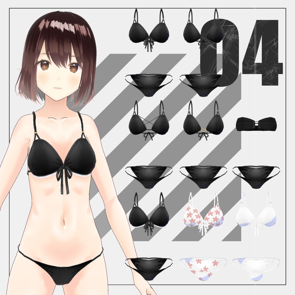 黒ビキニ+クリスマス水着