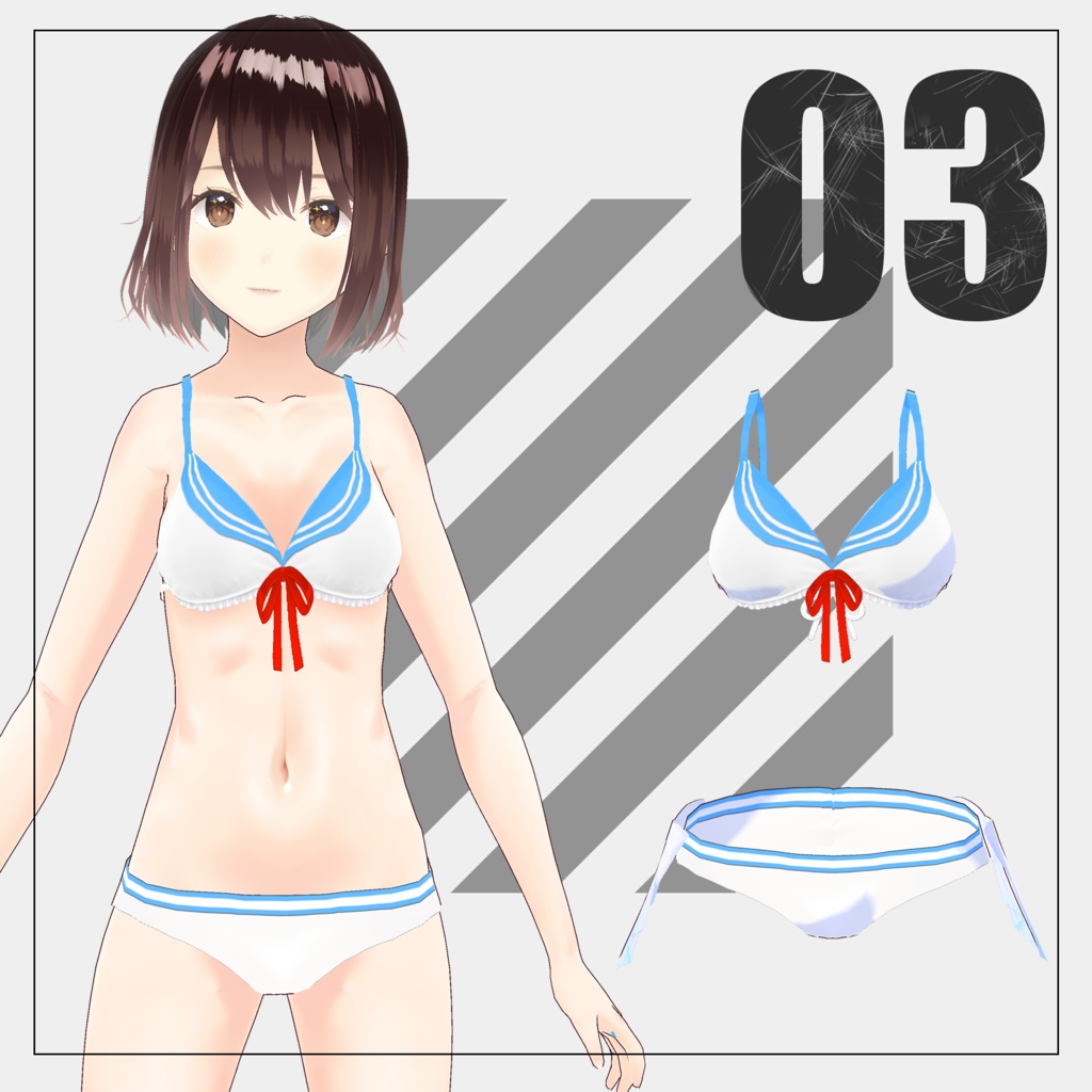 セーラー水着【VRoid】(2025/07/09 修正)