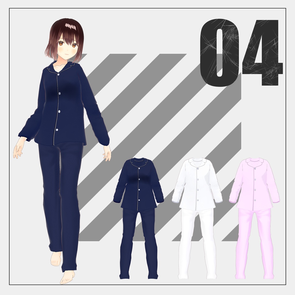 パジャマ【VRoid】(2025/07/19 男性版追加)+パイソン柄のパジャマ