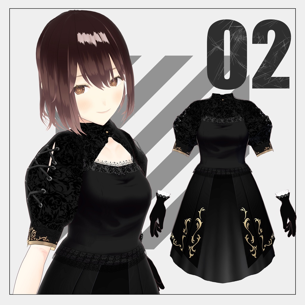 ブラックドレス【VRoid】