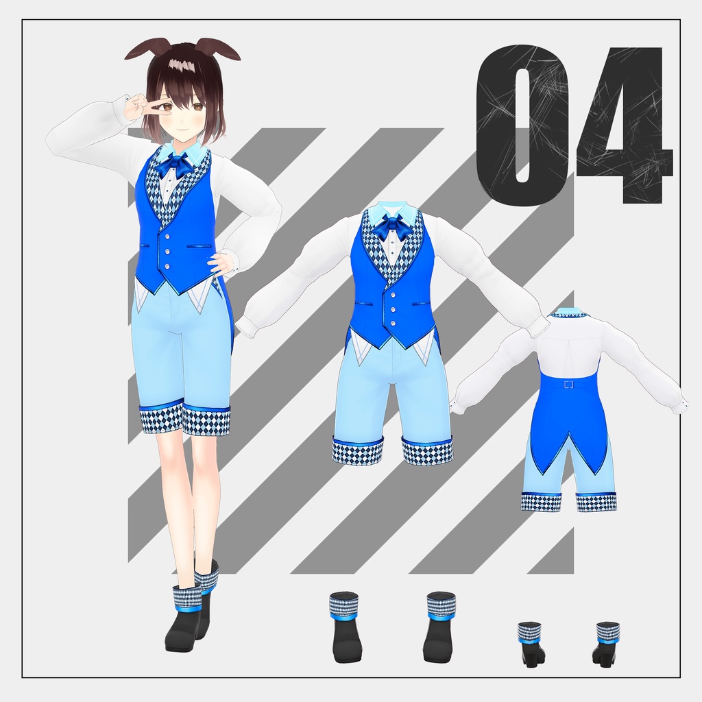 イースタースーツ(白うさぎモチーフの衣装)【VRoid】