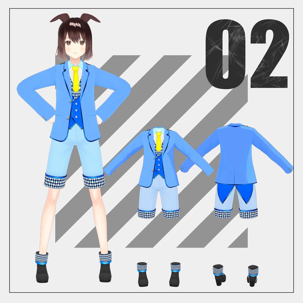 イースタースーツ(白うさぎモチーフの衣装)【VRoid】