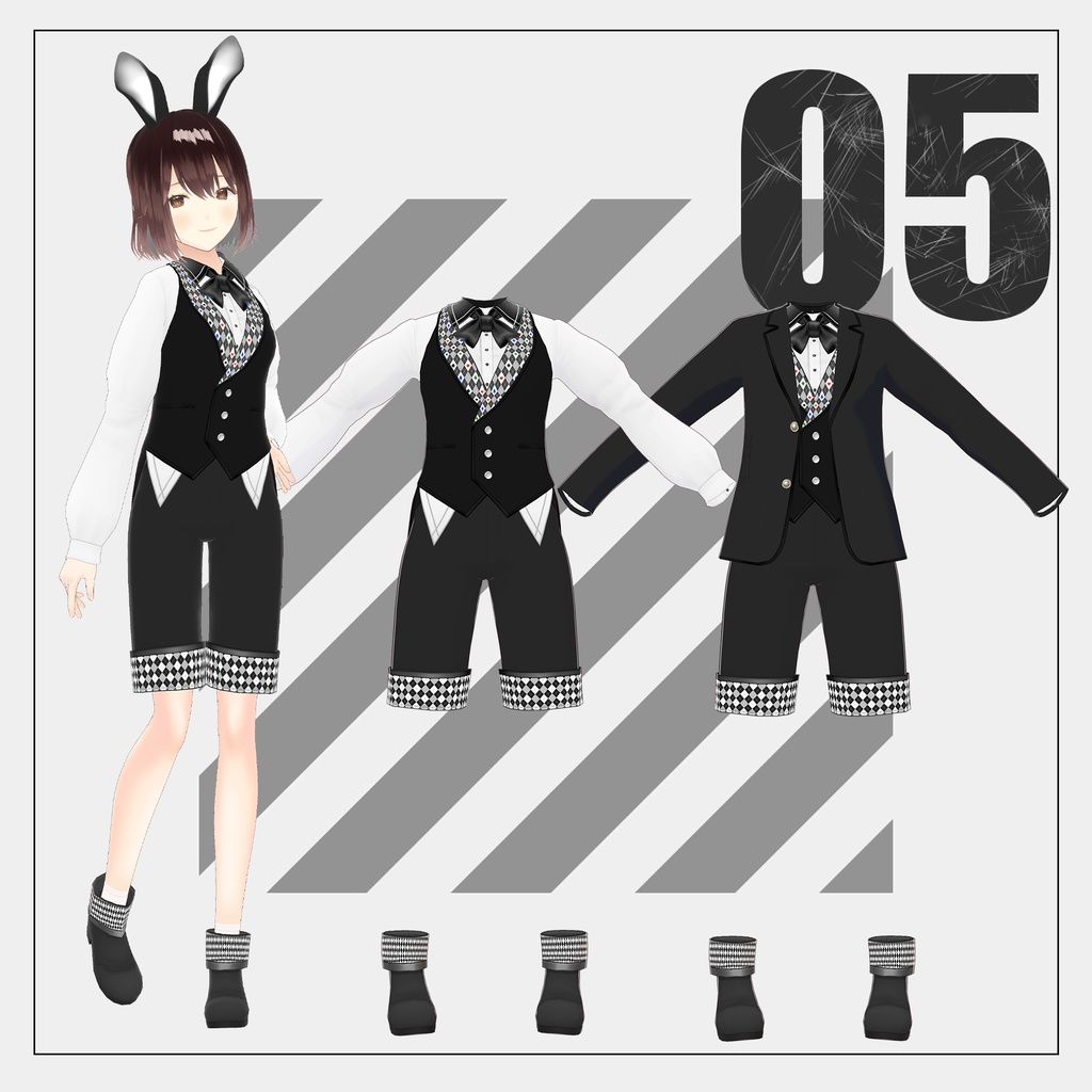 イースタースーツ(白うさぎモチーフの衣装)【VRoid】