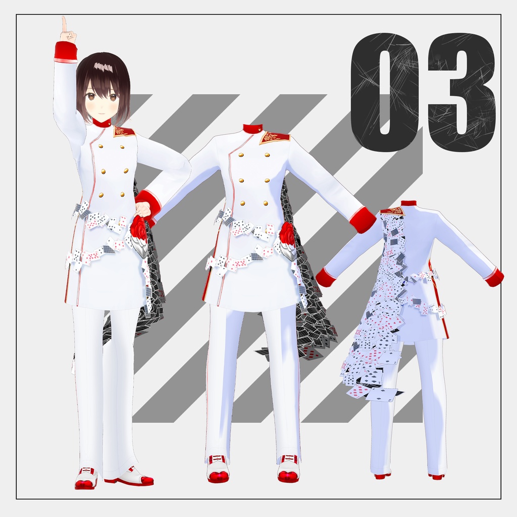 トランプ兵モチーフの衣装【VRoid】