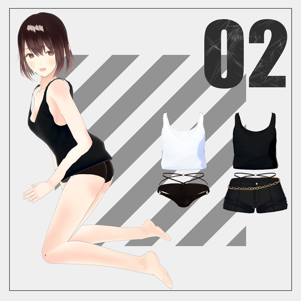 胸元がゆる~いタンクトップ【VRoid】