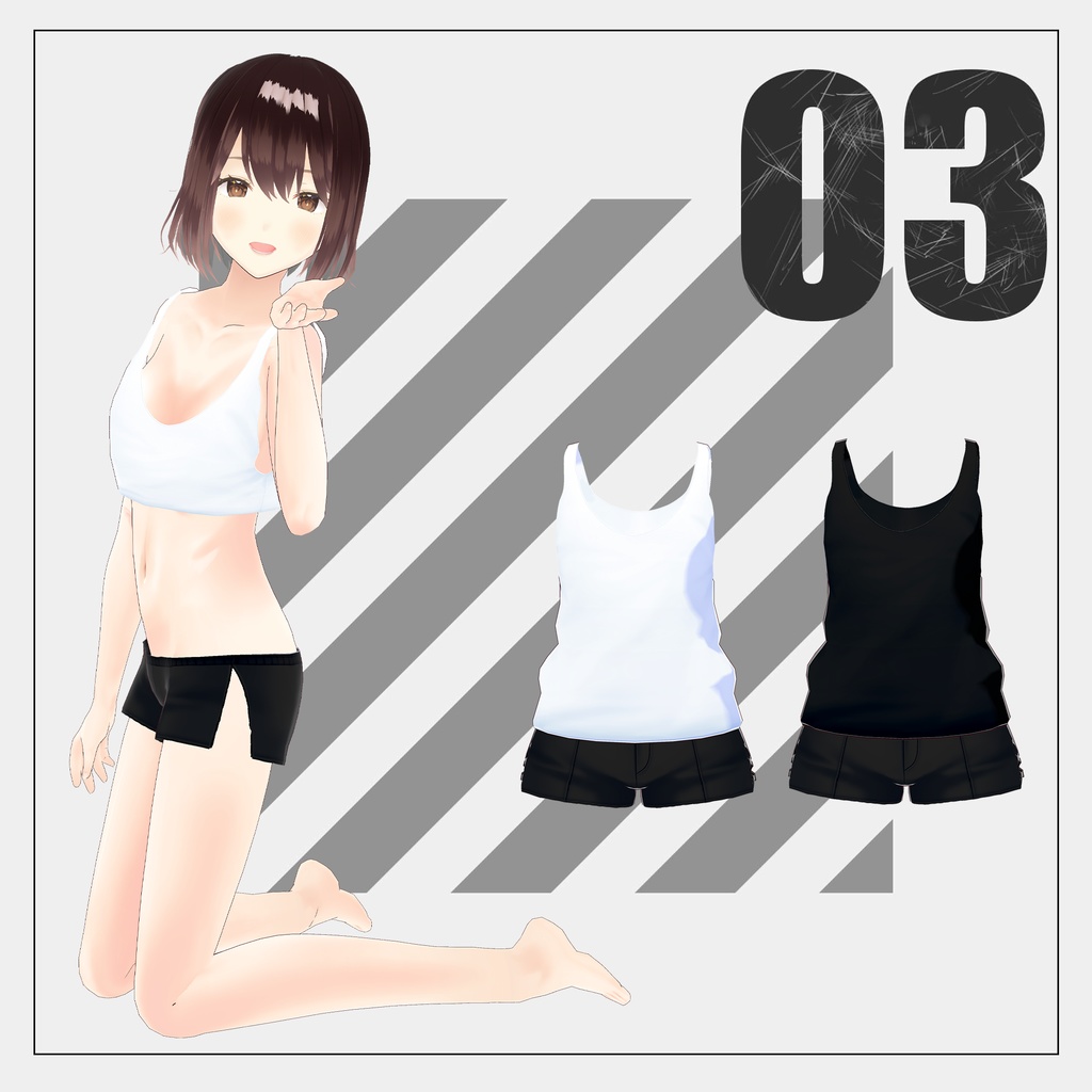 胸元がゆる~いタンクトップ【VRoid】