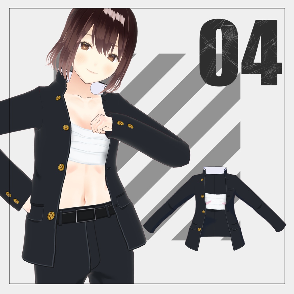 学ラン/gakuran【VRoid】(2025/07/19 男性ボディ適応衣装追加)