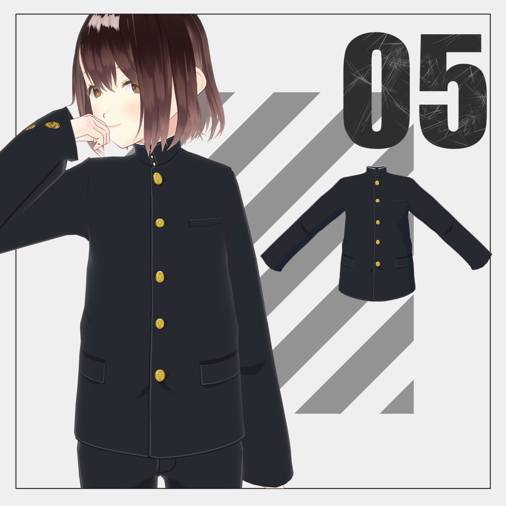 学ラン/gakuran【VRoid】(2025/07/19 男性ボディ適応衣装追加)