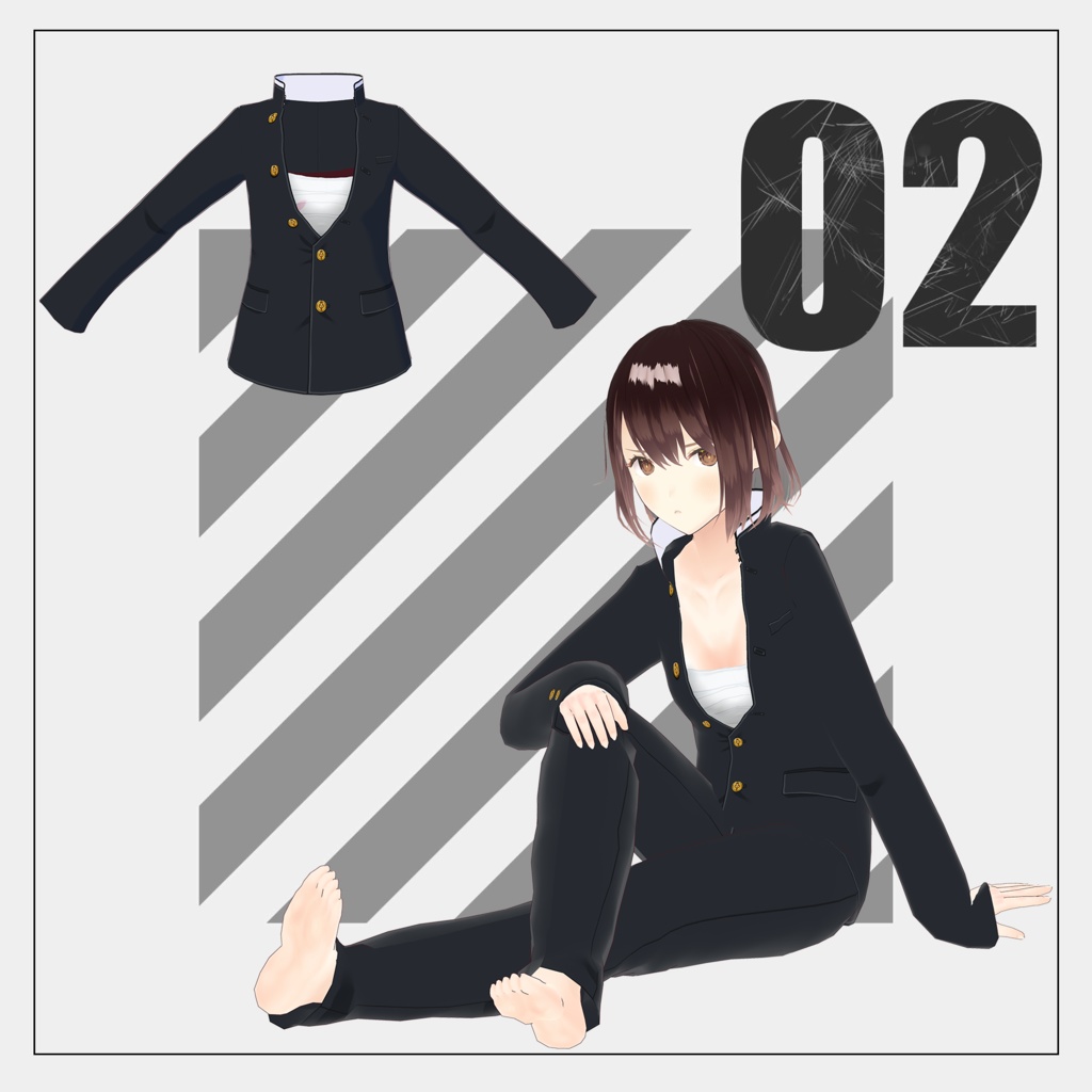 学ラン/gakuran【VRoid】(2025/07/19 男性ボディ適応衣装追加)