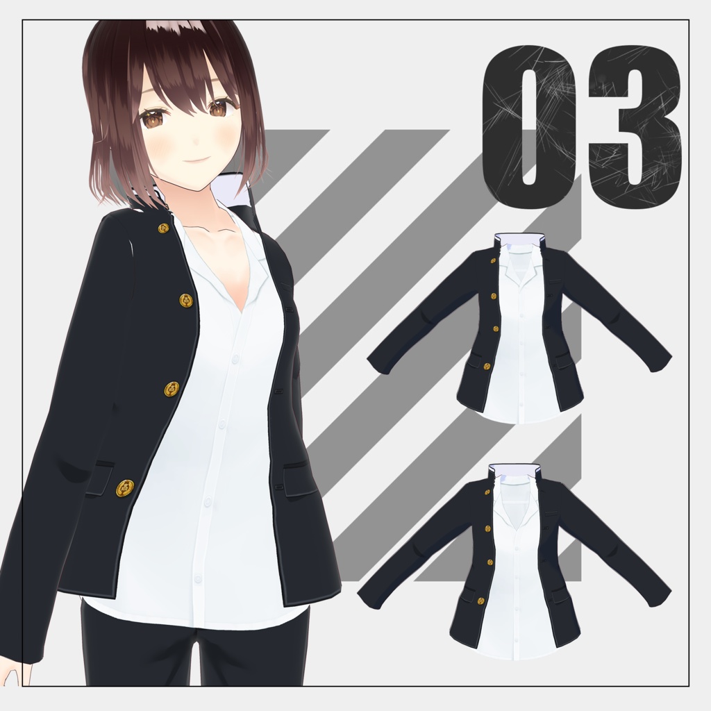 学ラン/gakuran【VRoid】(2025/07/19 男性ボディ適応衣装追加)