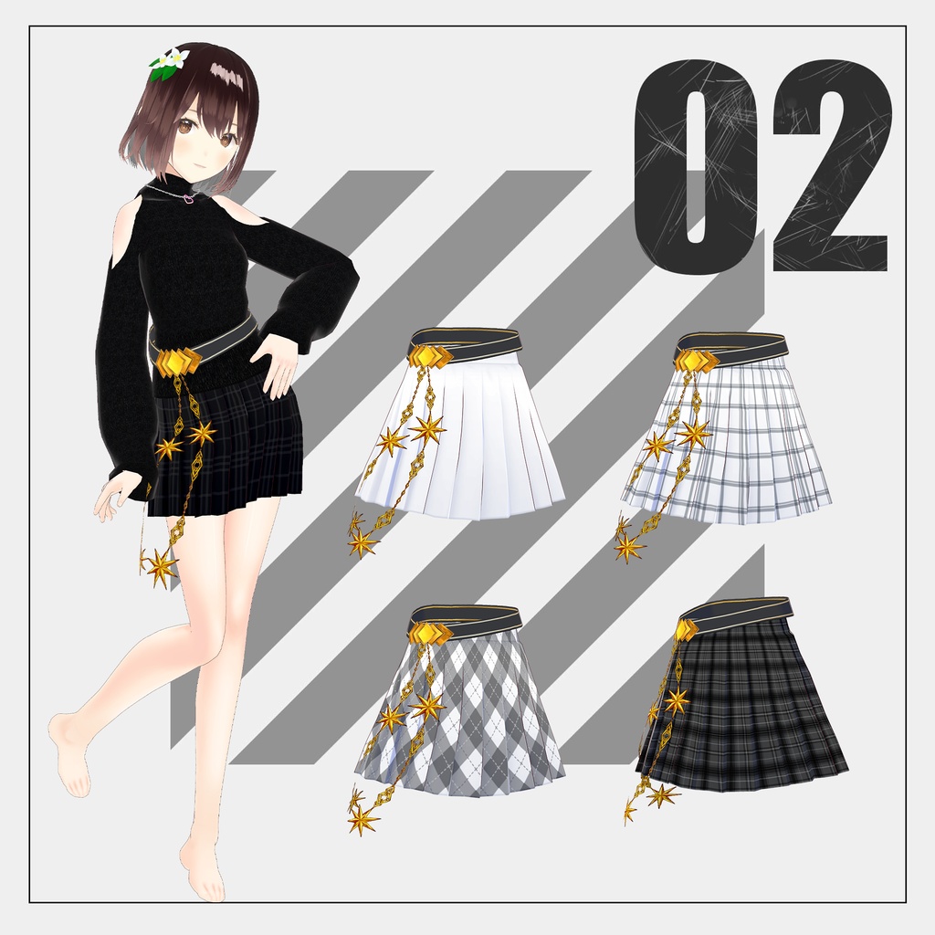 アクセサリー(髪飾り,ネックレス,ベルト,ピアス,ブレスレット)【VRoid】