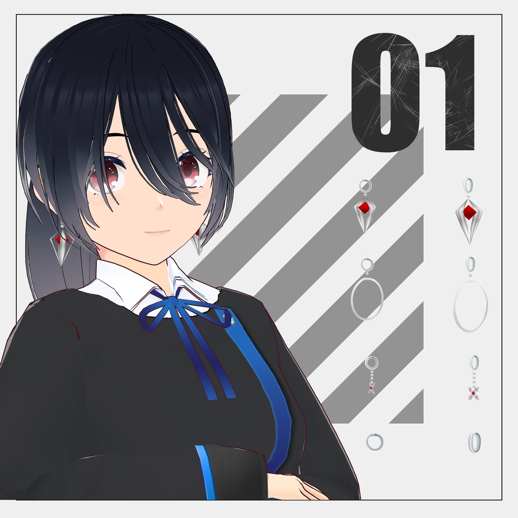 アクセサリー(髪飾り,ネックレス,ベルト,ピアス,ブレスレット)【VRoid】