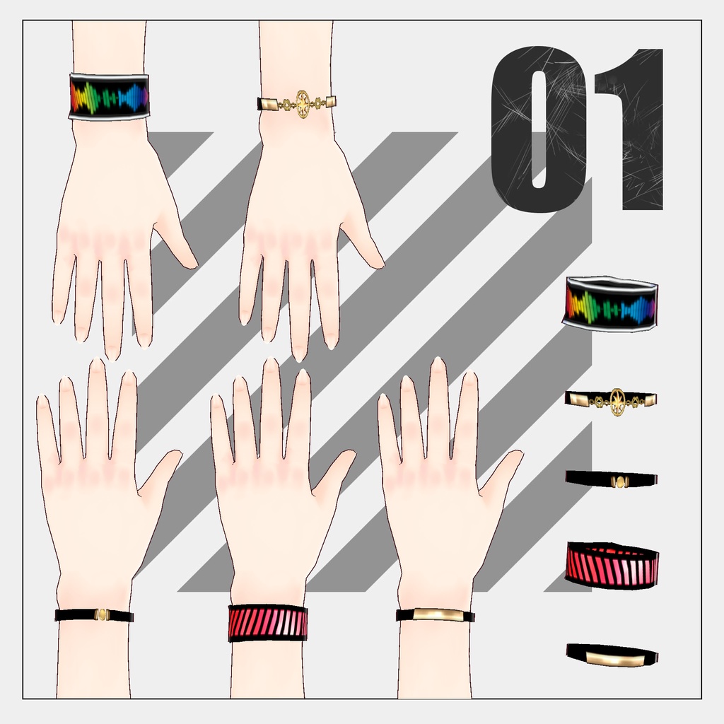 アクセサリー(髪飾り,ネックレス,ベルト,ピアス,ブレスレット)【VRoid】