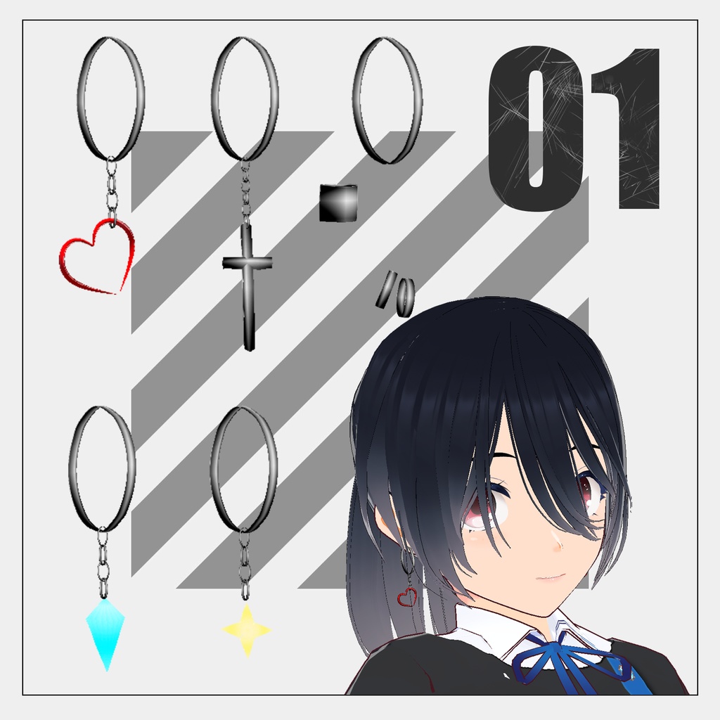 アクセサリー(髪飾り,ネックレス,ベルト,ピアス,ブレスレット)【VRoid】