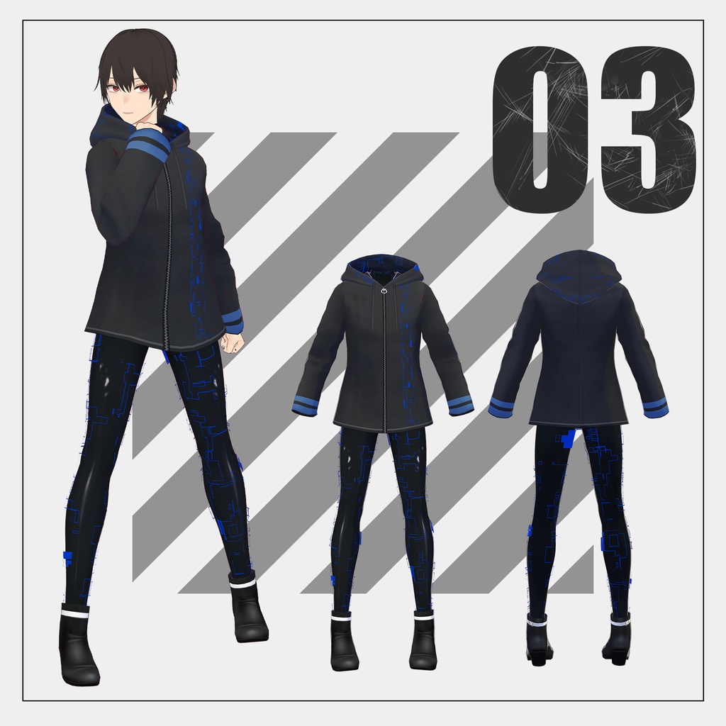 サイバーパーカー【VRoid】(2025/07/19 デザイン追加+男性ボディ適応衣装追加)
