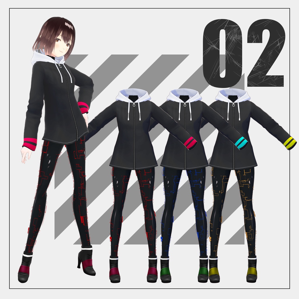サイバーパーカー【VRoid】(2025/07/19 デザイン追加+男性ボディ適応衣装追加)