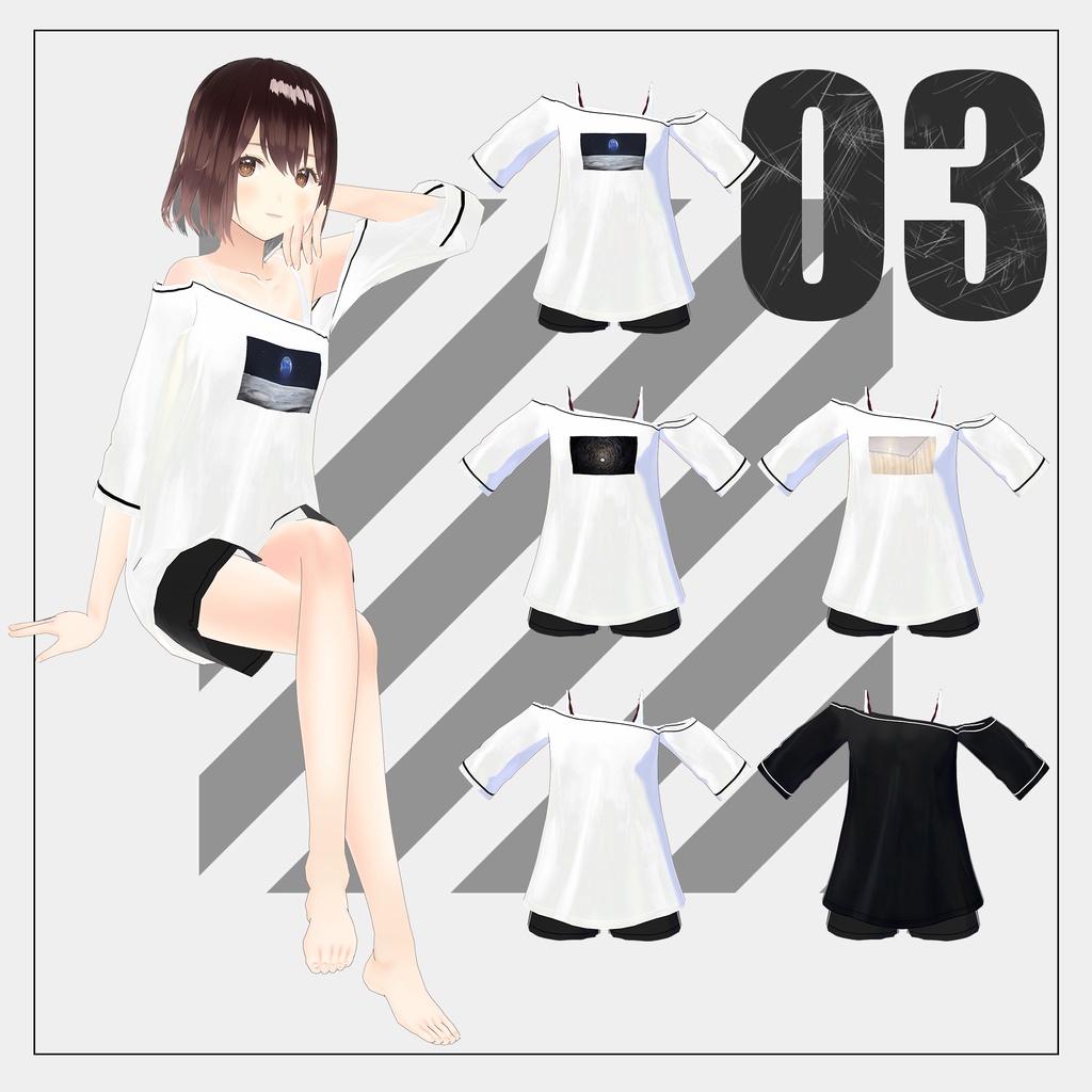 【無料】デザインTシャツ (illustNo-kaTshirt (いらすとのーかTシャツ))【VRoid 】