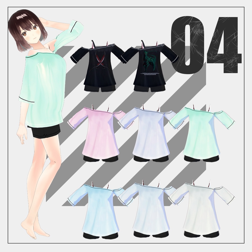 【無料】デザインTシャツ (illustNo-kaTshirt (いらすとのーかTシャツ))【VRoid 】