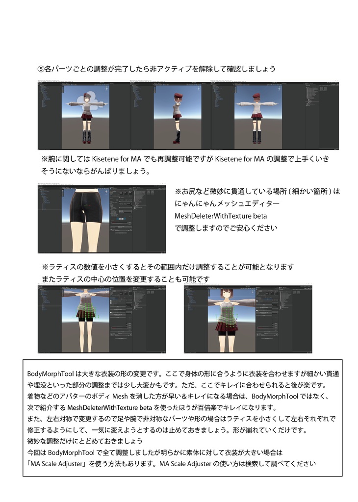 【無料】VRoidボディに3D衣装着用解説書(MA版)