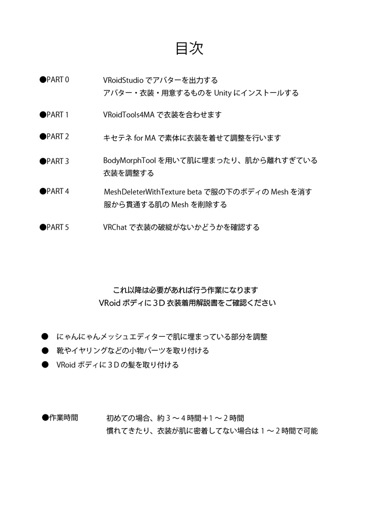 【無料】VRoidボディに3D衣装着用解説書(MA版)
