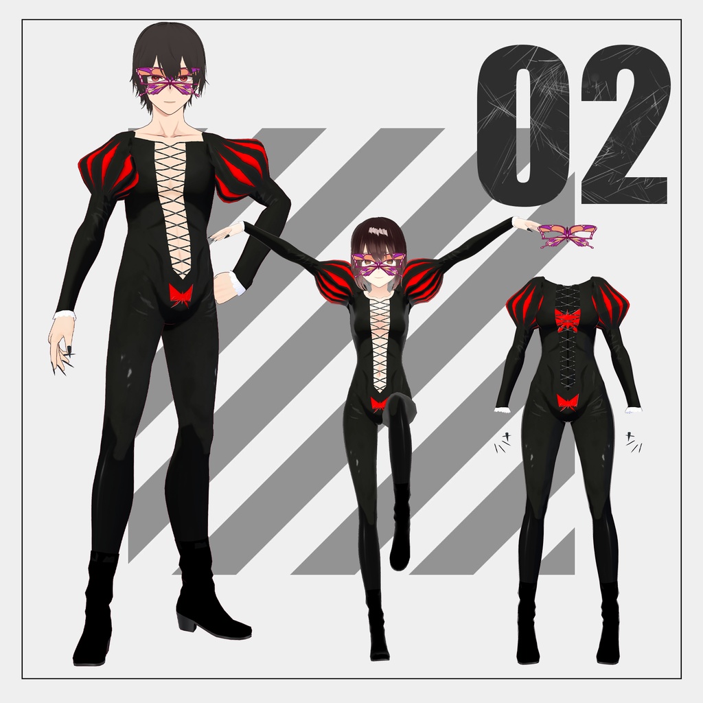 鹿の子+パピヨン【VRoid】