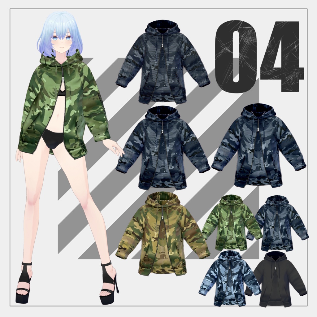 【6/21まで100円】迷彩水着【VRoid】