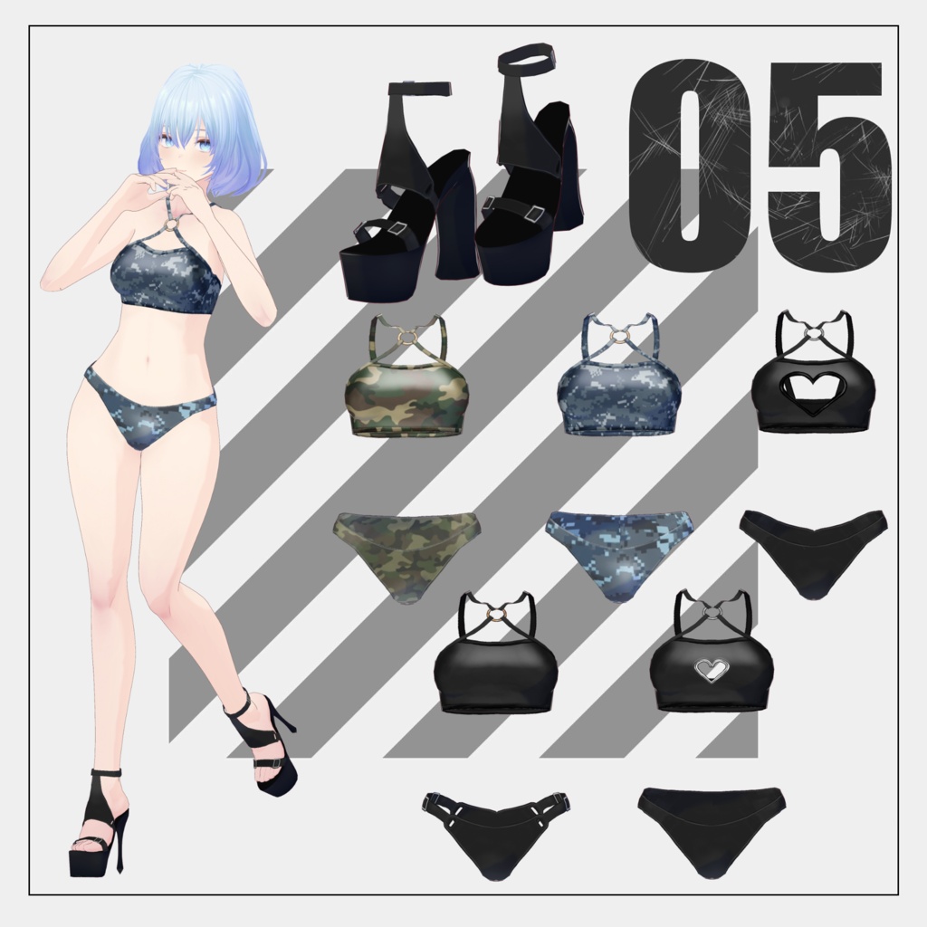 【6/21まで100円】迷彩水着【VRoid】