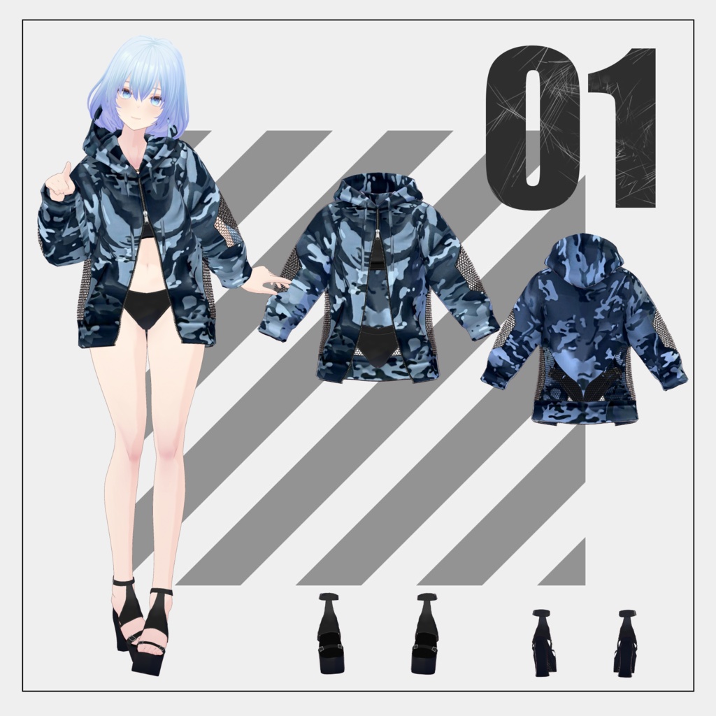 【6/21まで100円】迷彩水着【VRoid】