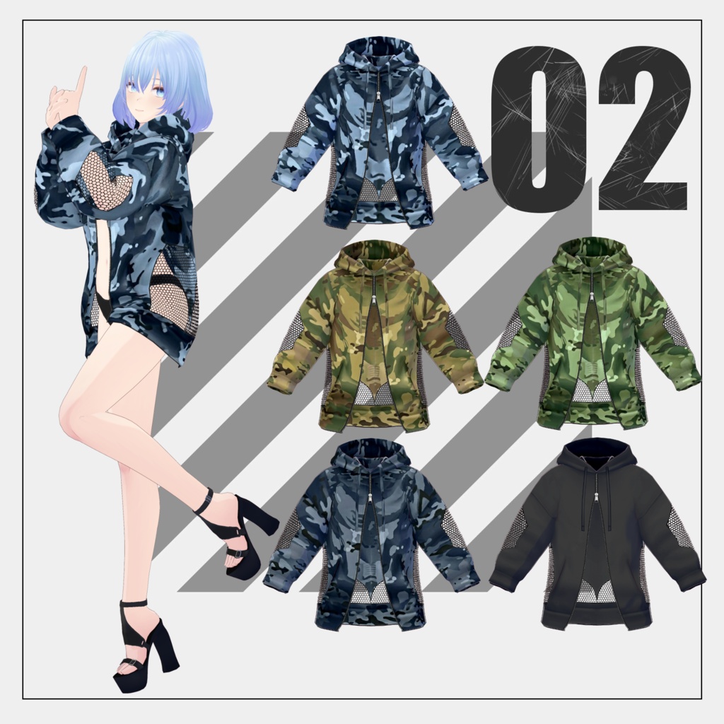 【6/21まで100円】迷彩水着【VRoid】