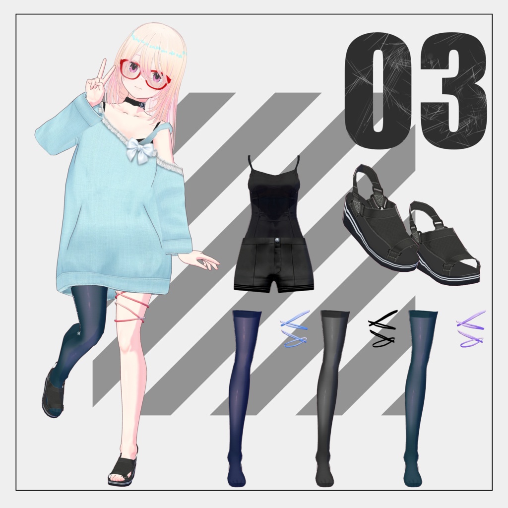 【7/5まで100円】ふんわりオフショルダー【VRoid】
