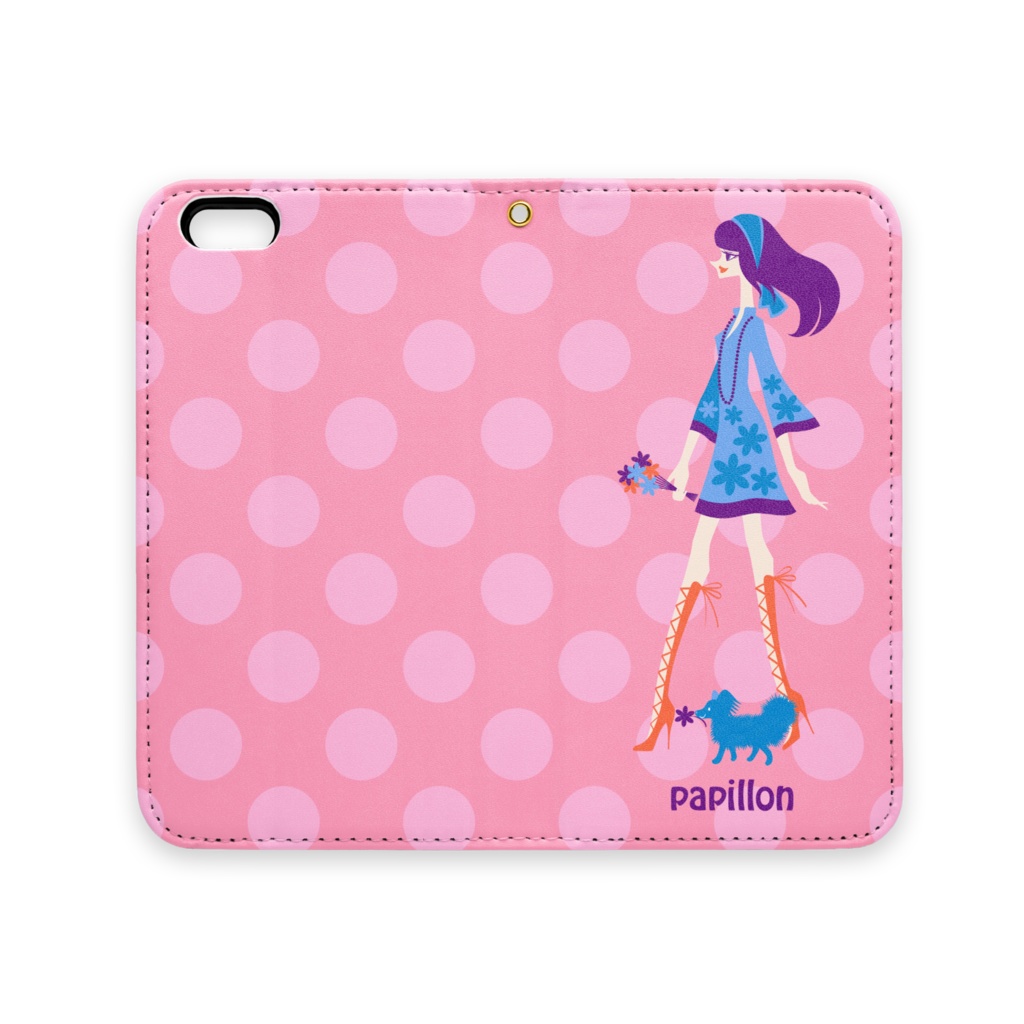 パピヨン&フラワーガール iPhoneケース