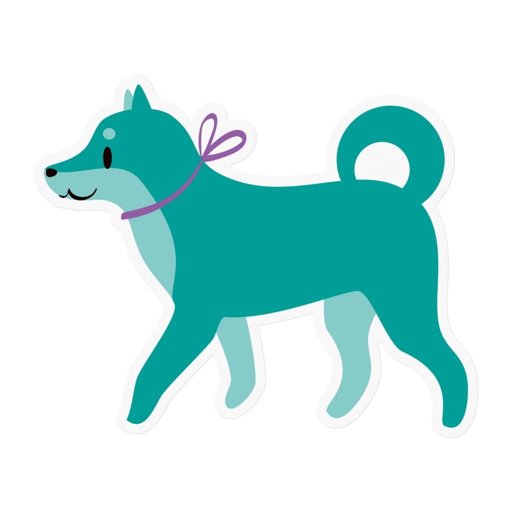 グリーンの柴犬 ステッカー