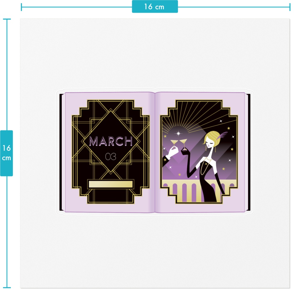 ブック型メッセージカードステッカー 3月