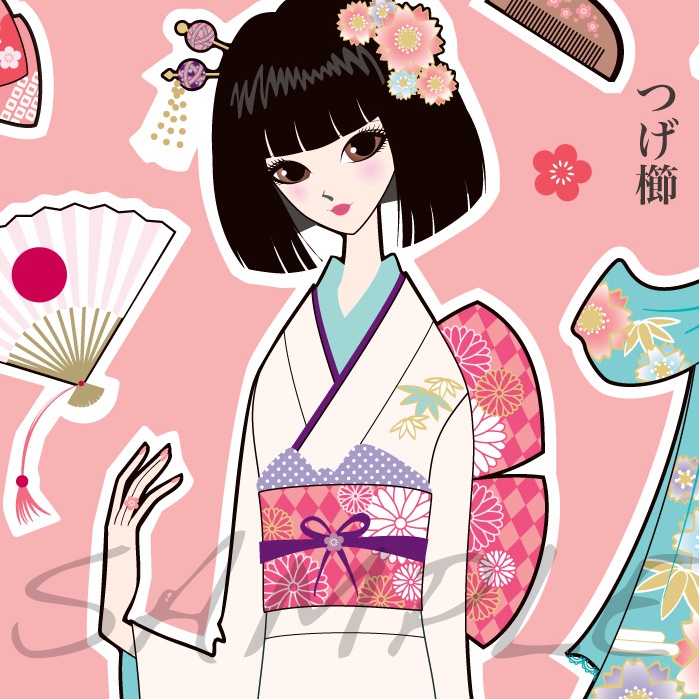 和風ペーパードール2枚セット ハガキサイズデータ