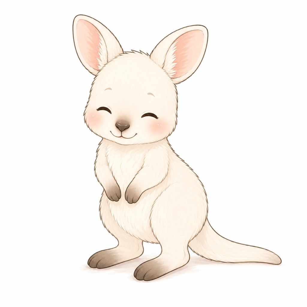 【ループ動画素材】かわいい白ワラビーのゆらゆらアニメーション【配信・待機画面】