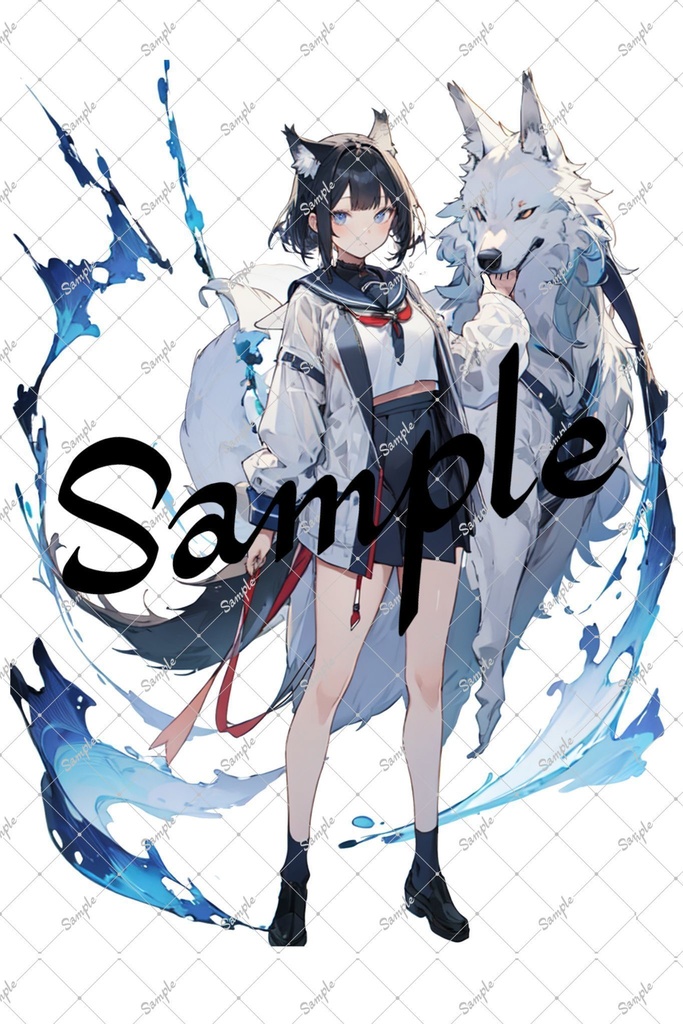 【限定1点】狼使いのセーラー服学生少女【IRIAM&Vtuber立ち絵】
