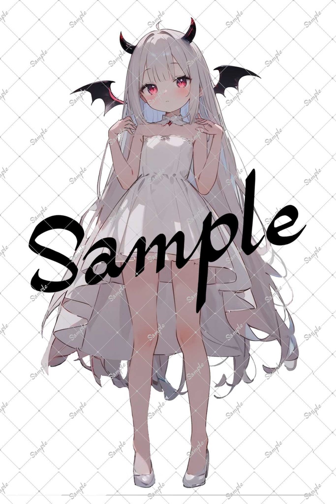 【限定1点】可愛すぎる白いワンピース悪魔ちゃん イラスト【IRIAM&Vtuber立ち絵】