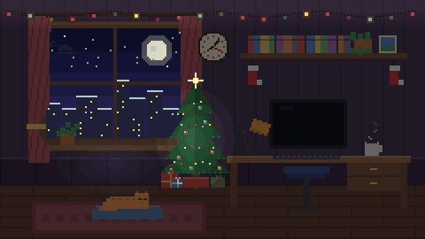 【4K・60秒ループ】ドット絵のクリスマス配信部屋 4種【配信背景・待機画面】