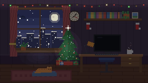 【4K・60秒ループ】ドット絵のクリスマス配信部屋 4種【配信背景・待機画面】