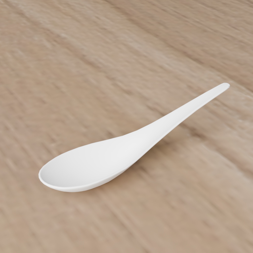 Low Poly Food Props|中華食器3点セット(ラーメン丼・レンゲ・チャーハン皿)|ゲーム・VRChat向け3Dモデル|Blender・FBX対応