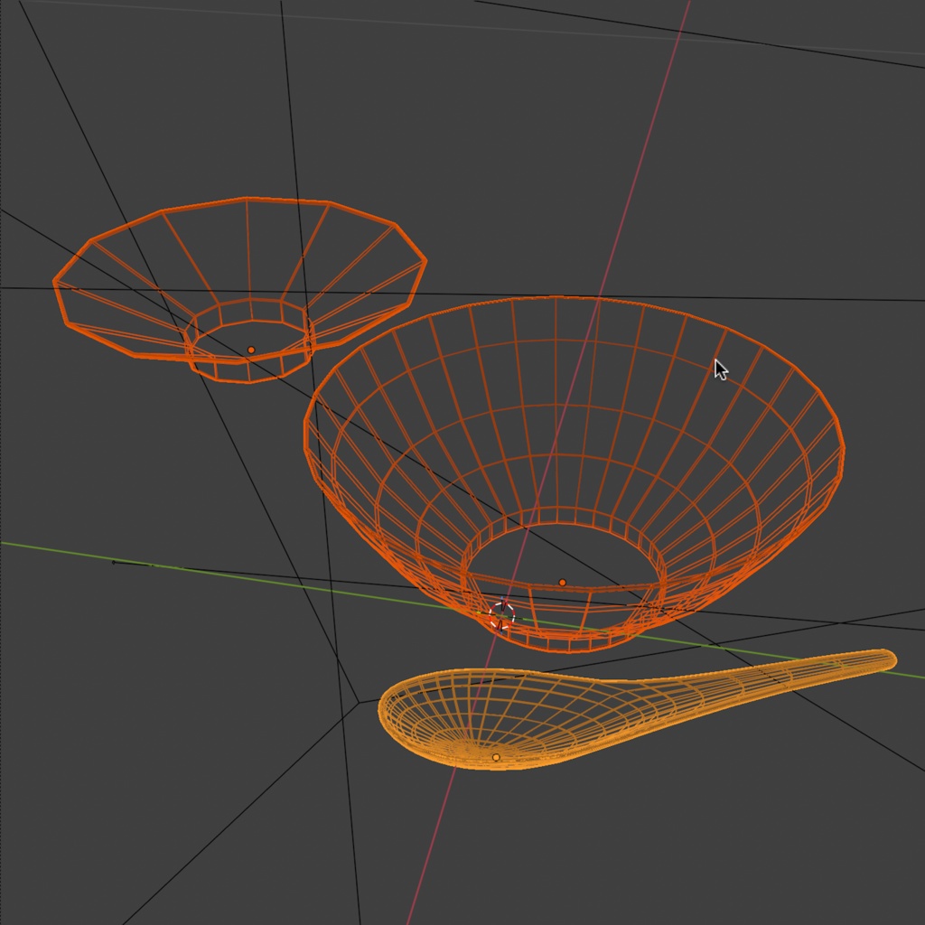 Low Poly Food Props|中華食器3点セット(ラーメン丼・レンゲ・チャーハン皿)|ゲーム・VRChat向け3Dモデル|Blender・FBX対応