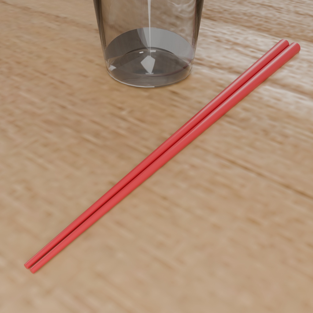 Low Poly Food Props｜箸4膳セット｜3Dモデル｜Blender・FBX対応