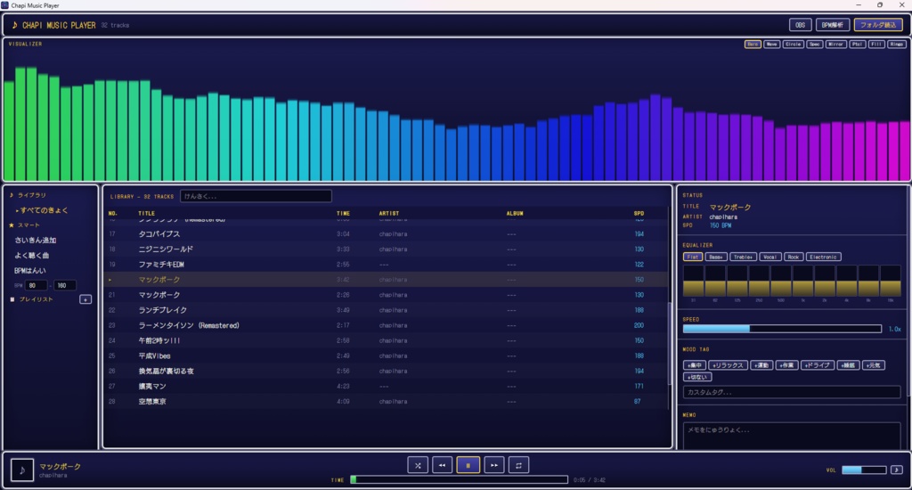 【配信用ミュージックプレイヤー】Chapi Music Player