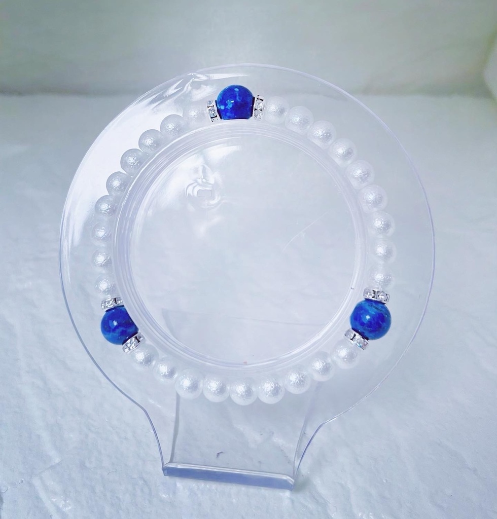 ラピスラズリ8mm×コットン風パール6mm ブレスレット ☆新品☆