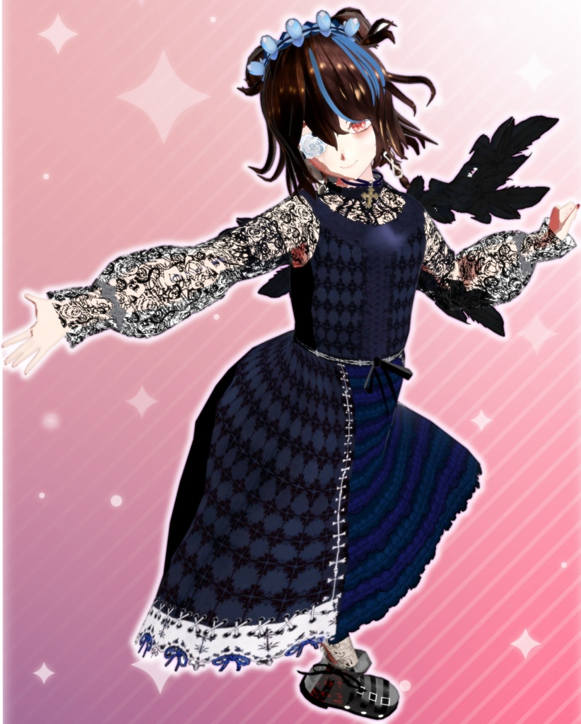 ゴシックワンピースドレス+ブーツ【カスタムアイテム XWear PSD付】 VRoid 衣装