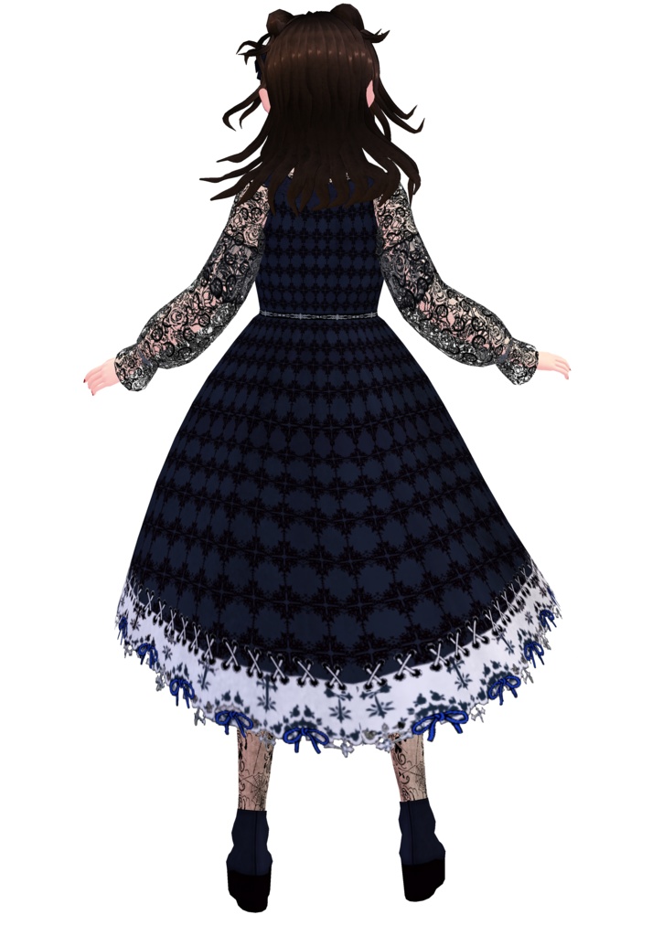 ゴシックワンピースドレス+ブーツ【カスタムアイテム XWear PSD付】 VRoid 衣装