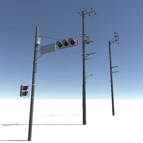 電柱・信号機3Dモデルセット