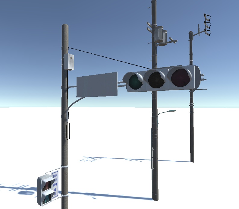 電柱・信号機3Dモデルセット
